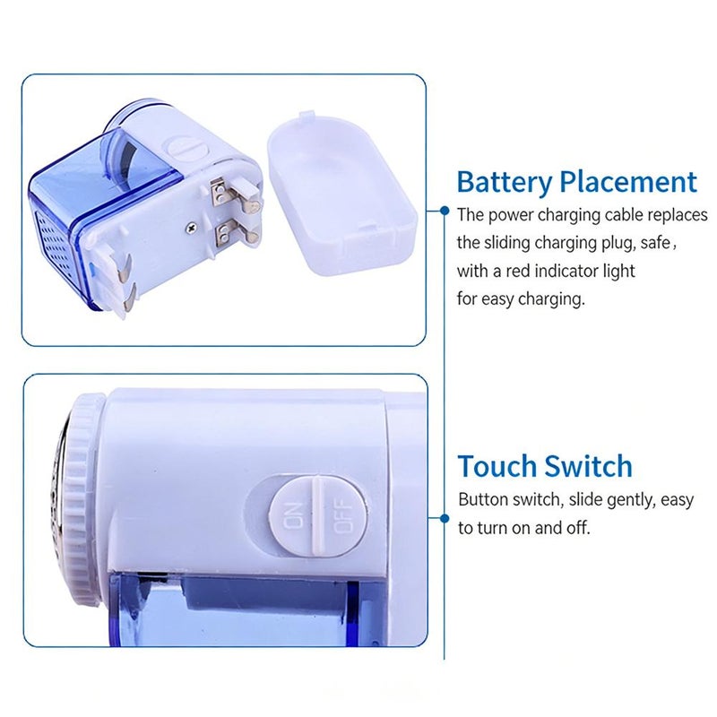 مزيل الوبر الكهربائي للأقمشة مع 3 شفرات، مزيل الوبر بالبطارية، مزيل الوبر للكنب والسجاد - Image 3